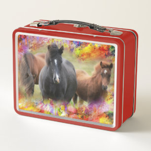 Horses Colourful Metal Lunch Box