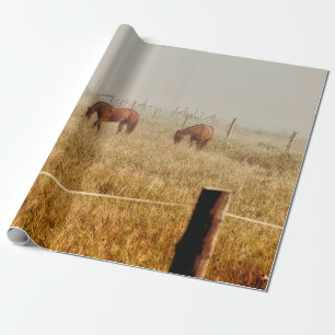 Horses Country Rustic Brown Decoupage Wrapping Paper