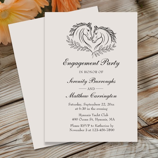 Horses Country Western Elegant Engagement Party Invitation (Creator Uploaded)