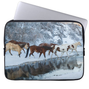 Horses Crossing the Creek Laptop Sleeve