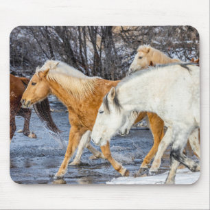 Horses Crossing the Stream Mouse Pad