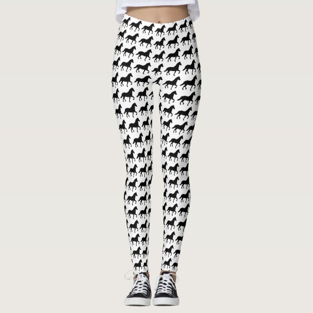 Horses Customisable Colour Jogging, Yoga, Exercise Leggings (Front)