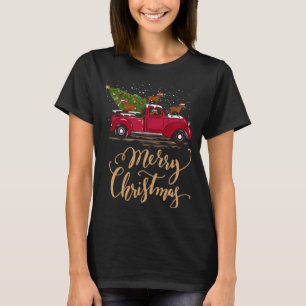 Horses Driving Christmas Tree Truck Horse Xmas Gif T-Shirt