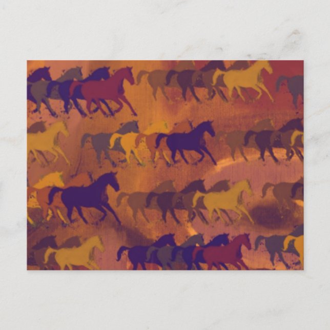 horses farm pattern postcard (Front)