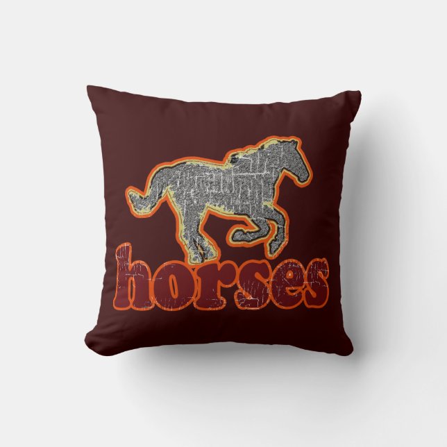 horses farm style decor cushion (Front)