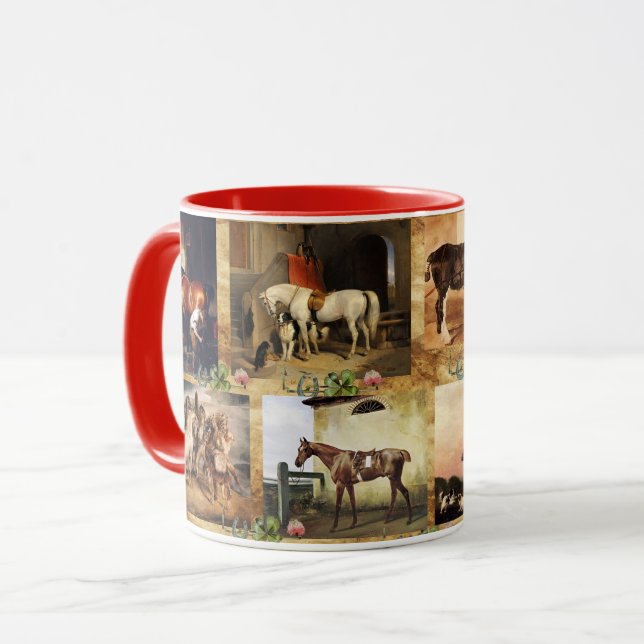 HORSES FINE ART PAINTINGS PARCHMENT,HORSE SHOES MUG (Front Left)