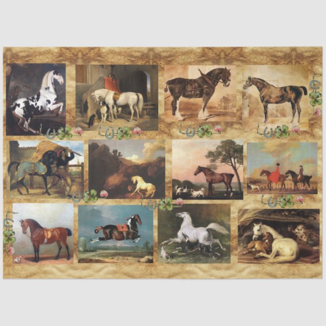 HORSES FINE ART PAINTINGS PARCHMENT,HORSE SHOES TISSUE PAPER (Front)