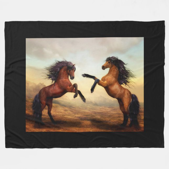 Horses Fleece Blanket (Front (Horizontal))