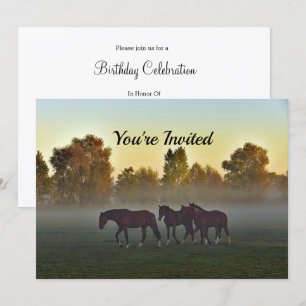 Horses Fog Birthday Invitation