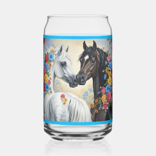  Horses framed in flowers  Can Glass