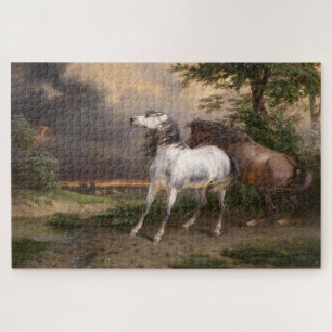 Horses Frightened by the Storm (by Carle Vernet) Jigsaw Puzzle