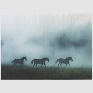 Horses Gallop Through the Mist Decoupage Tissue Paper
