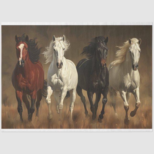 Horses Galloping Across Grassland Decoupage Tissue Paper (Front)