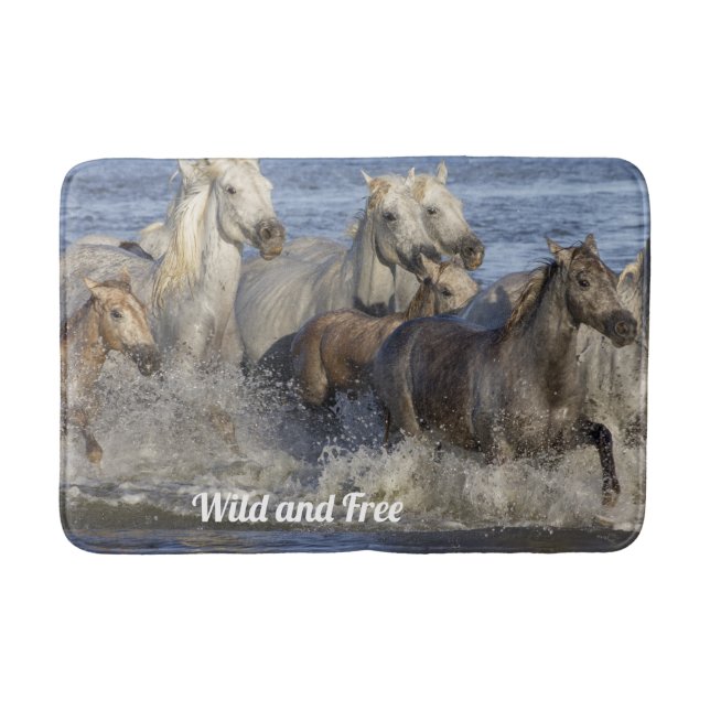 Horses galloping in the water bath mat (Front)