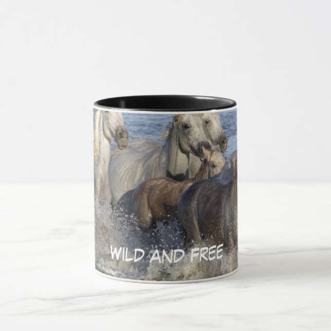 Horses galloping in the water mug (Center)