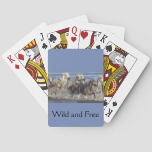 Horses galloping in the water playing cards