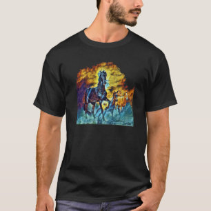 Horses Galloping With A Fire Like Sky Pop Style T-Shirt