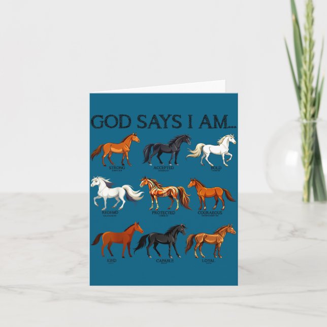 Horses God Says I Am Cute Christian Girl Teen Bibl Card (Front)
