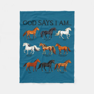 Horses God Says I Am Cute Christian Girl Teen Bibl Fleece Blanket