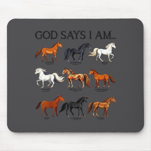 Horses God Says I Am Cute Christian Girl Teen Bibl Mouse Pad (Front)