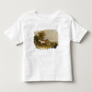 Horses Grazing: A Grey Stallion grazing with Mares Toddler T-Shirt