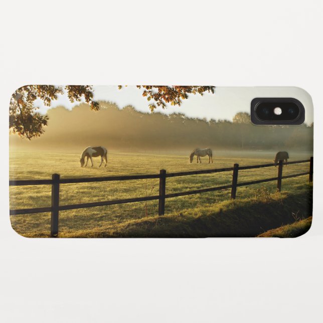 Horses Grazing in Sunrise Pasture Case-Mate iPhone Case (Back (Horizontal))