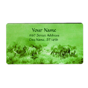 HORSES GRAZING Light Green
