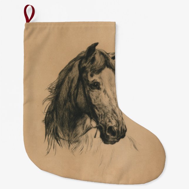Horse's Head (by Heywood Hardy) Large Christmas Stocking (Front)