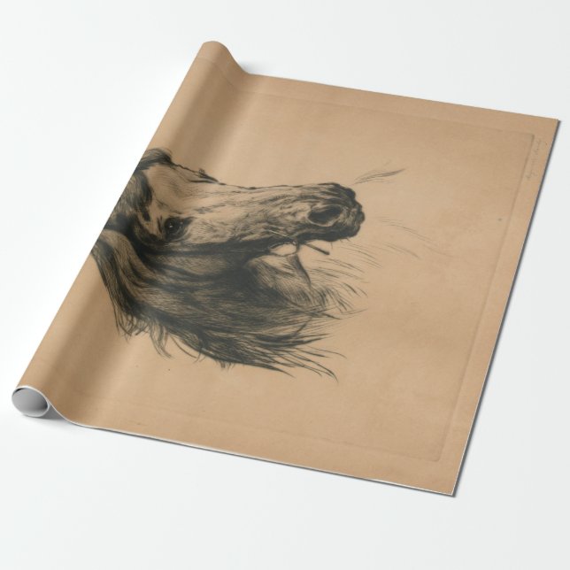 Horse's Head (by Heywood Hardy) Wrapping Paper (Unrolled)