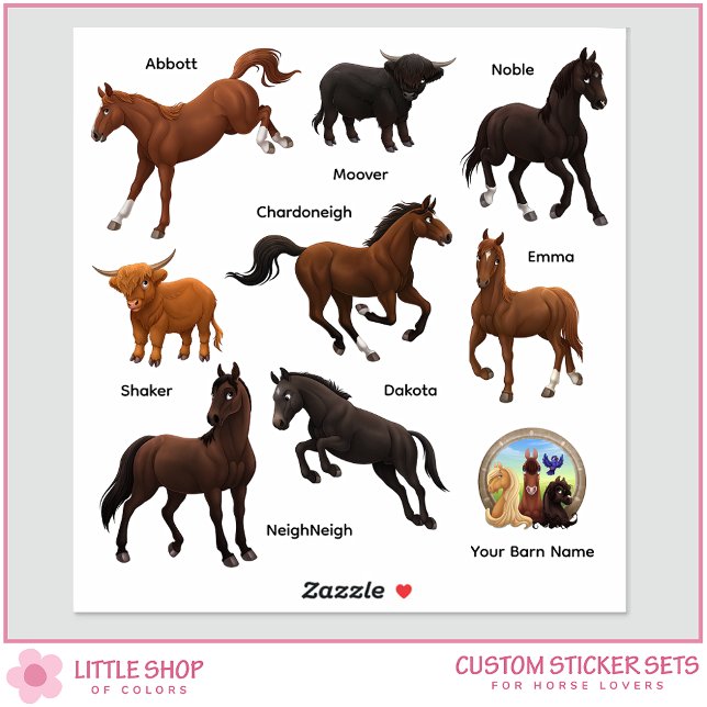 Horses Highland Cows Farm Custom-Cut Vinyl Sticker (Creator Uploaded)