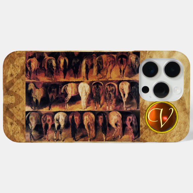 Horses' Hindquarters, Orange Agate Gem Monogram Case-Mate iPhone Case (Back (Horizontal))