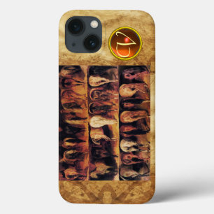 Horses' Hindquarters, Orange Agate Gem Monogram iPhone 13 Case