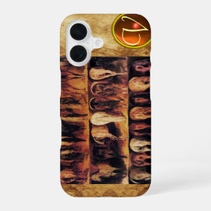 Horses' Hindquarters, Orange Agate Gem Monogram iPhone 16 Case