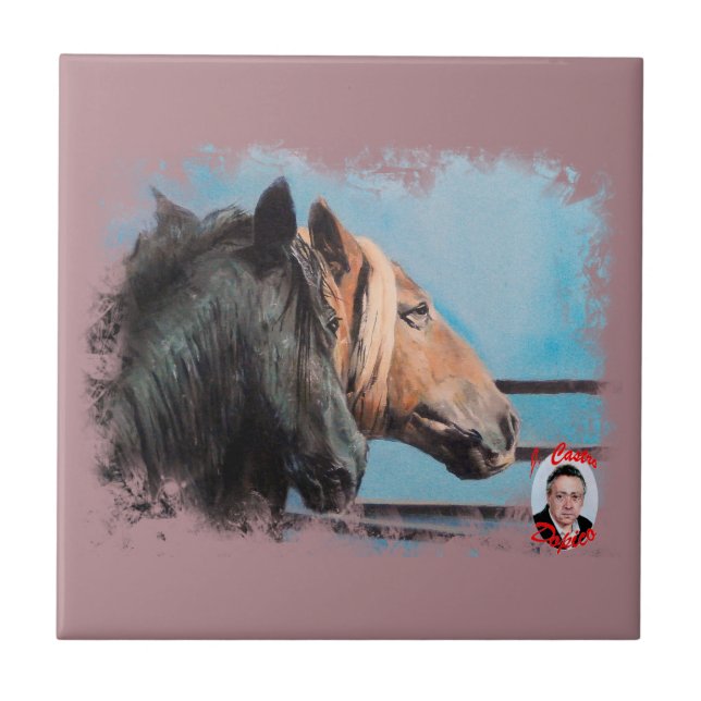 Horses/Horses/Horses Ceramic Tile (Front)