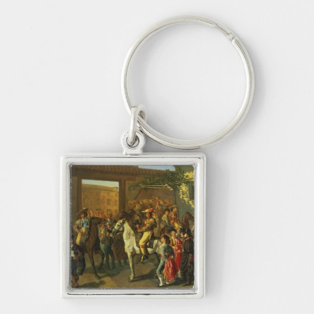 Horses in a Courtyard Key Ring (Front)