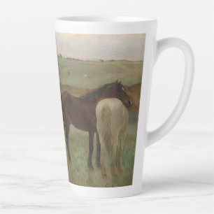 Horses in a Meadow, Oil Painting, Edgar Degas Latte Mug