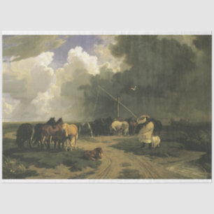 Horses in a Rainstorm (Equine) Tissue Paper