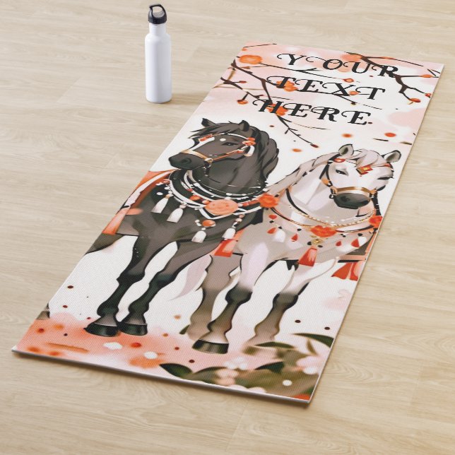 Horses in a Red Forest Custom Double Sided Yoga Mat (In Situ)