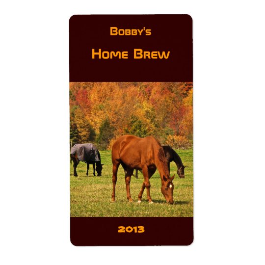 Horses in Autumn Beer Label Shipping Label