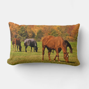 Horses in Autumn Lumbar Cushion