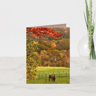 Horses in Autumn Thank You Card