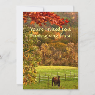 Horses in Autumn Thanksgiving Invitation