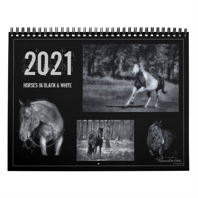 Horses in Black & White - 2021 Equine Calendar (Cover)