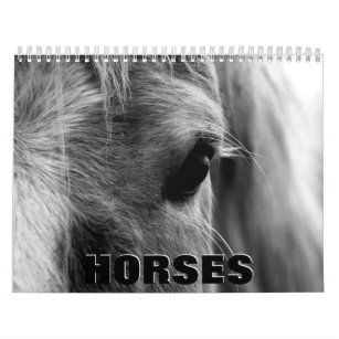 Horses in Black & White Wall Calendar