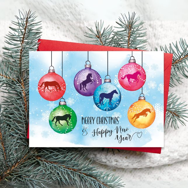 Horses in Christmas Balls Card (Horses in Christmas Balls, Christmas Greetings card)