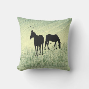 Horses in Field Cushion