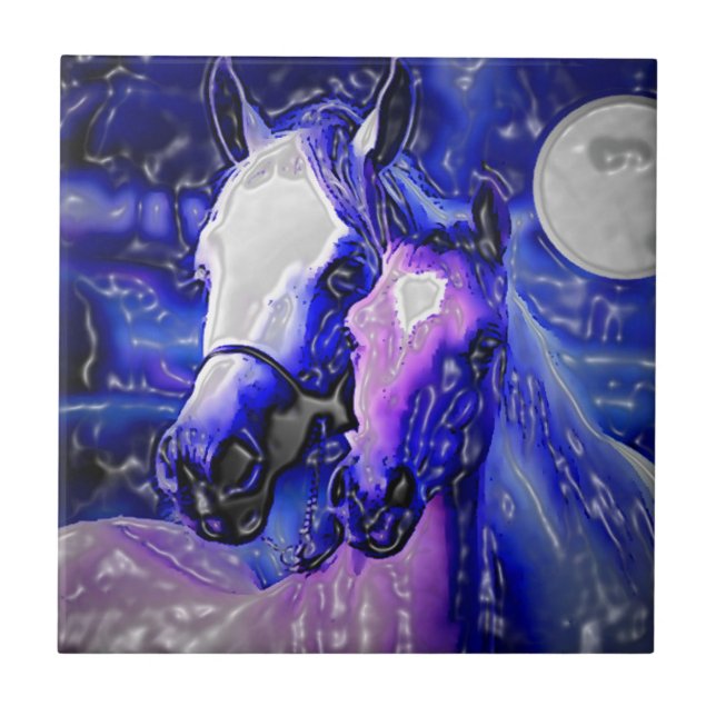 Horses in Love Ceramic Tile (Front)