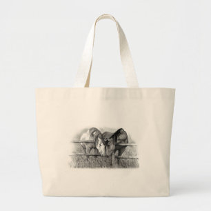 HORSES IN LOVE: PENCIL REALISM LARGE TOTE BAG