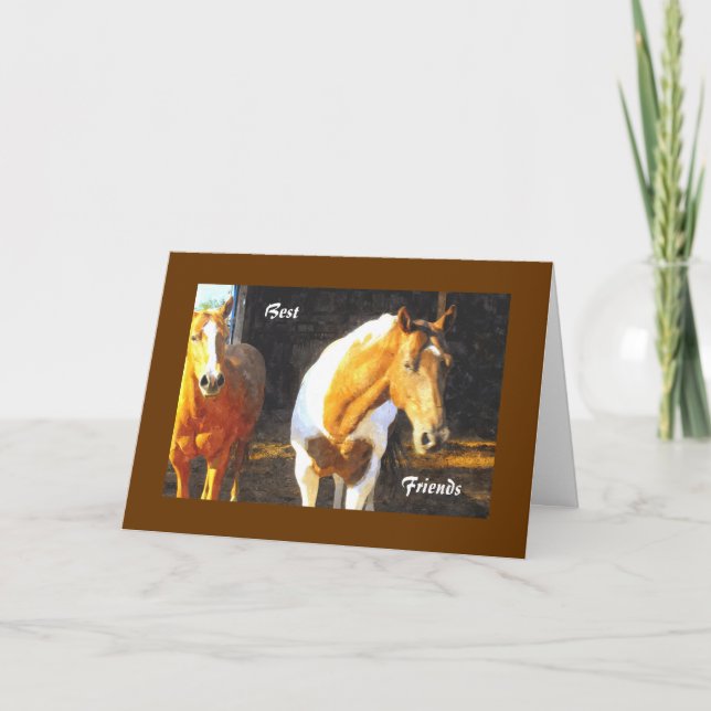 Horses In Paddock, Birthday Card (Front)