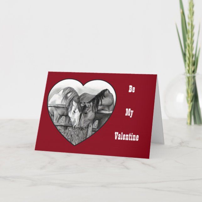 Horses in Pencil: Love: Valentine: Horse Sense Holiday Card (Front)